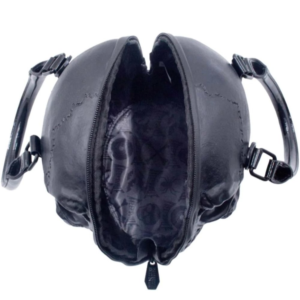 Black Latex Skull Handbag Purse Optional Strap w/Dustbag NWT - Picture 4 of 4